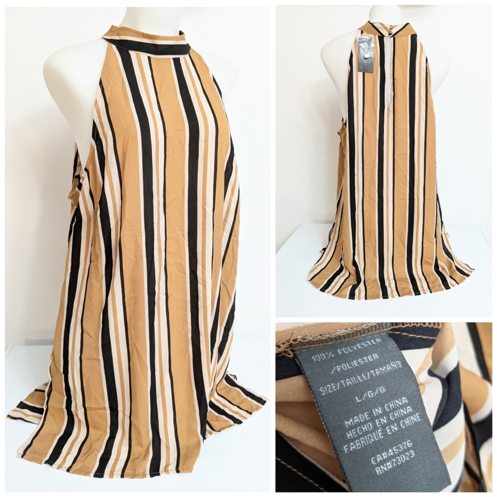 NWT Long Sleeveless Striped Tunic Sz L